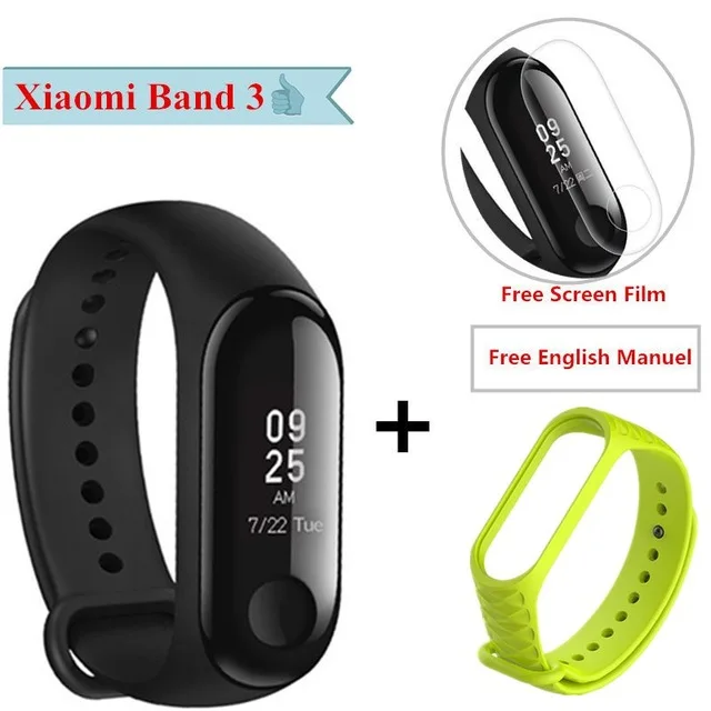 Add green Xiaomi mi Band 3 умный Браслет Водонепроницаемый отчет о погоде mi Band 3 водонепроницаемый АОН OLED экран умный Браслет mi band 3 - Цвет: Add green