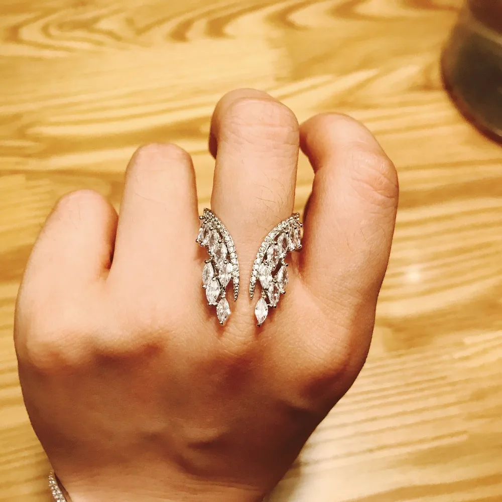 Классический дизайн перо крыло AAA кубический циркон розовое золото Цвет