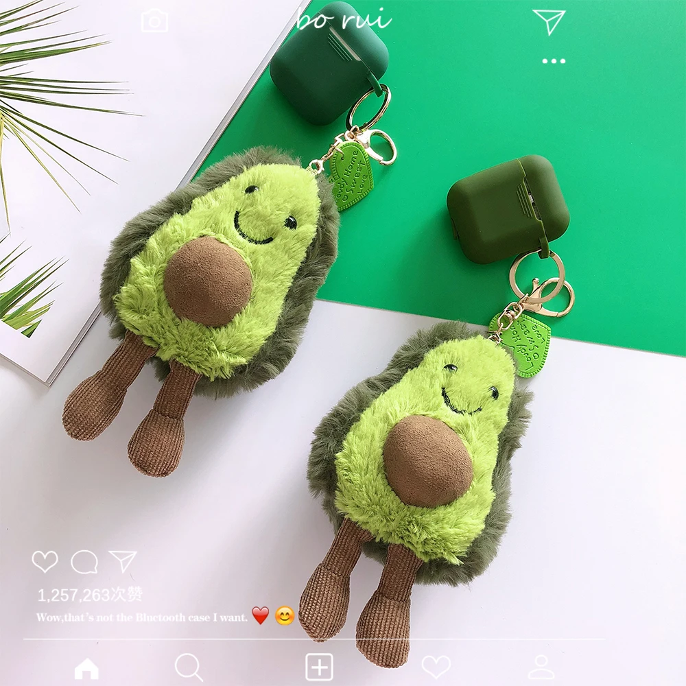 Милый мультфильм Плюшевый авокадо брелок кулон+ силиконовый защитный чехол для наушников для Apple Airpods 1 2 Наушники противоударный чехол