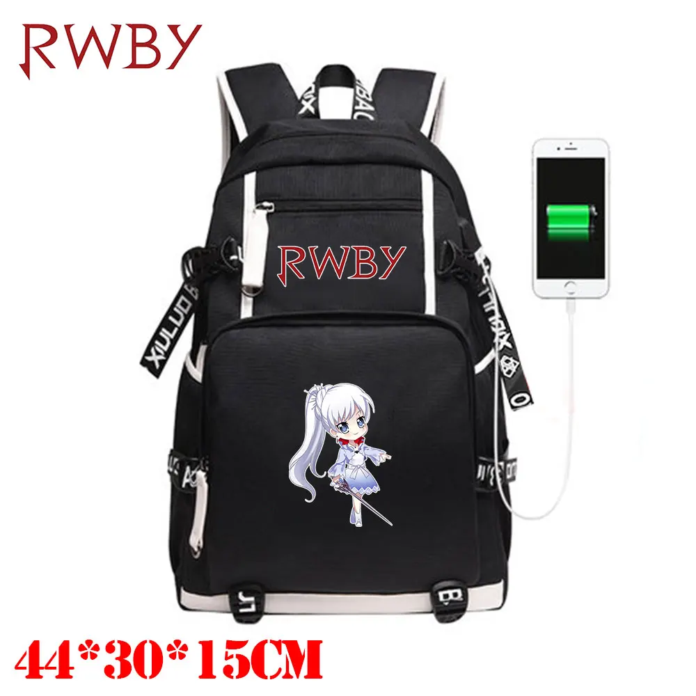 OHCOMICS RWBY Ruby Rose Weiss Блейк Золотой снитч холщовый рюкзак Внешний usb зарядный порт