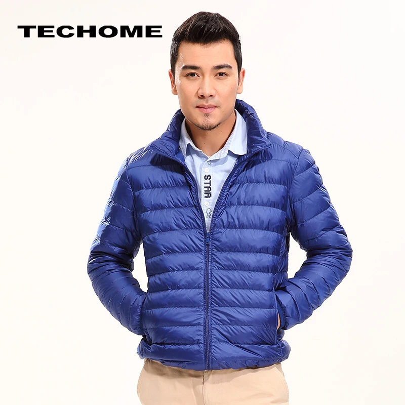 Мужская дышащая куртка на утином пуху однотонная парка размеры до 3XL