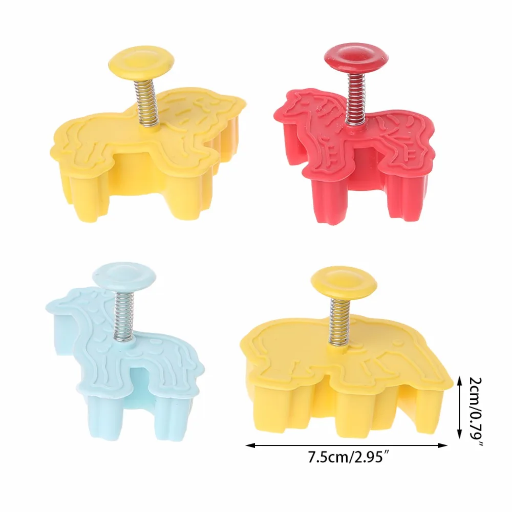 4 шт. 3D животных Пластик формы для печения Fondant(сахарная) формочка для кексом Инструменты для выпечки, сделай сам