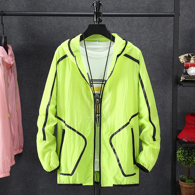 

Men jacket windbreaker summer fishing hiking finishing UV protection fashion jacket jackets hooded men coat male Slim Outwear