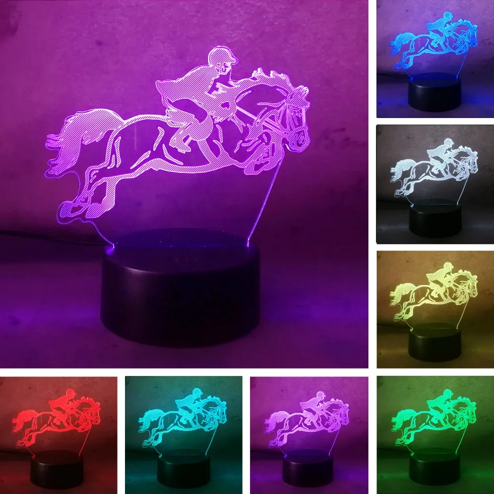 3D визуальная лошадка для верховой езды 7 цветов светодиодная лампа ночные