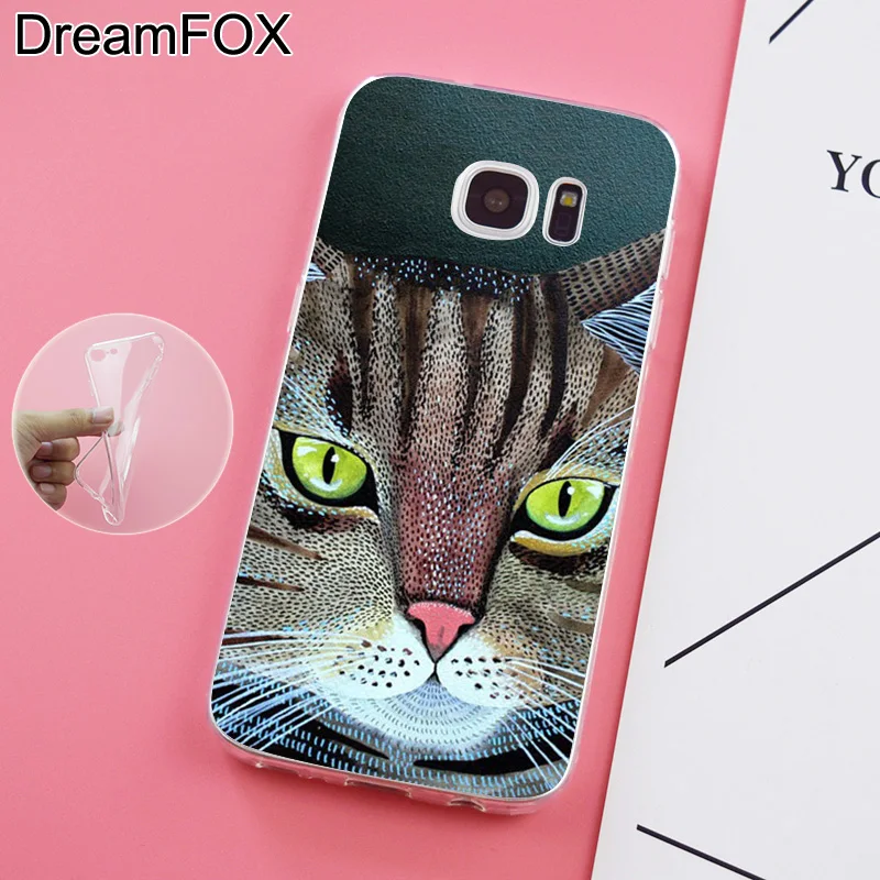 DREAMFOX K054 Cute cat Soft TPU Silicone Case Cover For Samsung Galaxy Note S 6 7 8 9 Edge Plus Grand Prime |