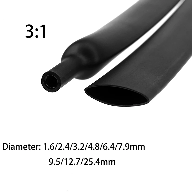 Термоусадочная трубка с клеем 3 м/лот 3:1 диаметр 1 6/2 4/3 2/4 8/6 4/7 9/9 5/12 7/25 4/мм