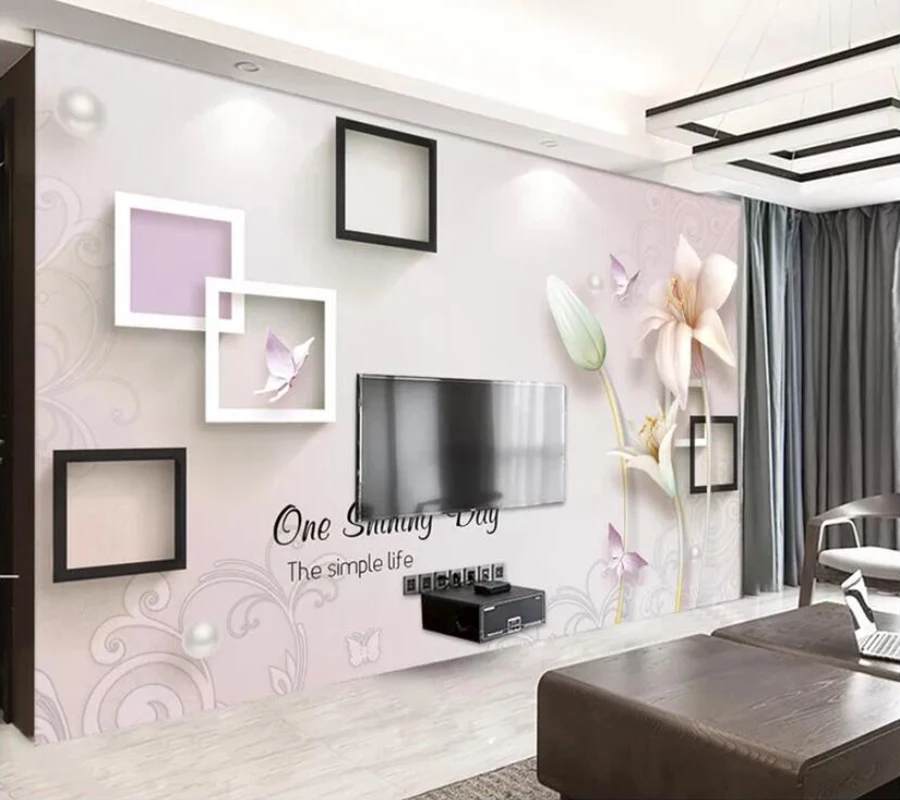 Decorative wallpaper 3D embossed jewelry lily modern minimalist TV background wall | Обустройство дома