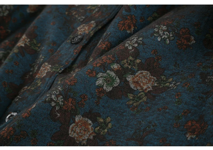 Мужская повседневная льняная рубашка, осенняя рубашка с длинным рукавом, винтажная приталенная рубашка с цветочным принтом, S2004