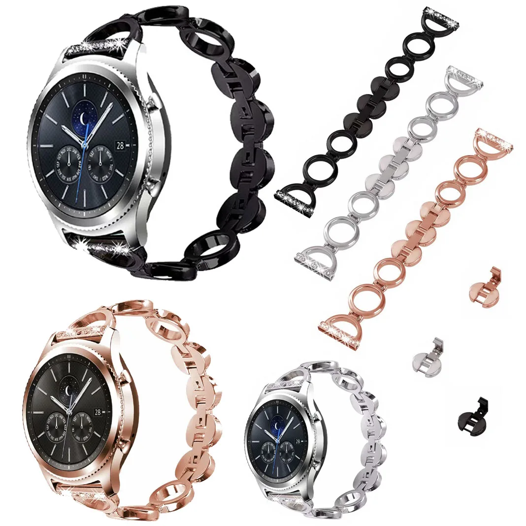 22 ремешок для часов мм samsung Galaxy Watch 46 gear S3 женские Алмазные часы с яркими
