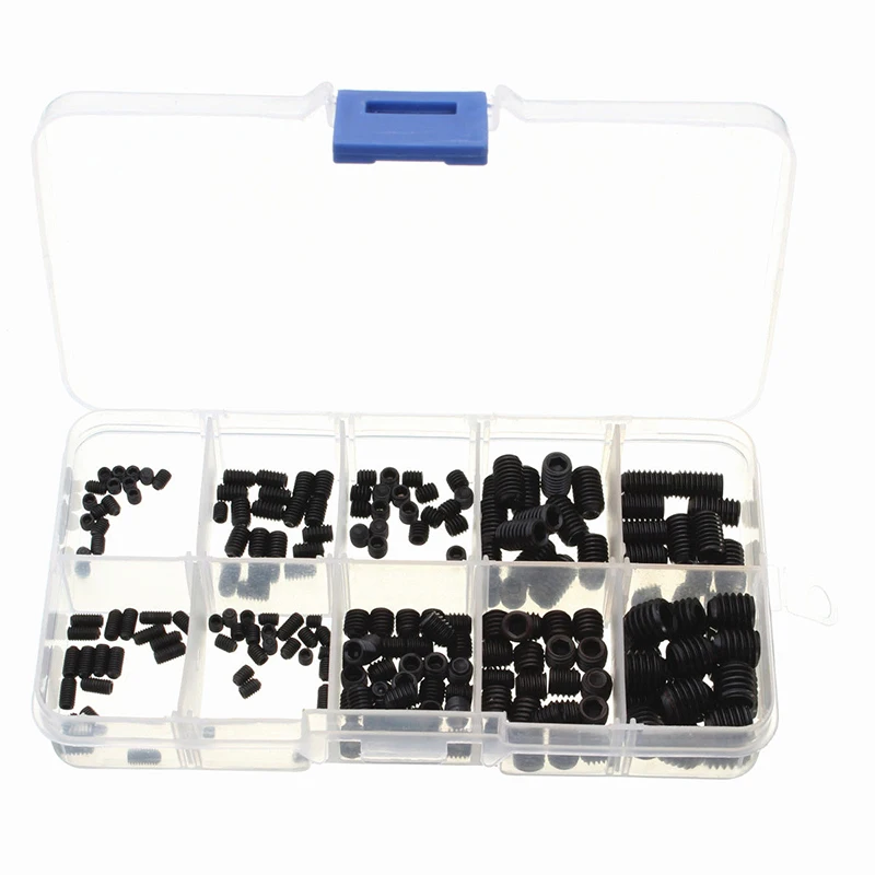 Hex Set Grub Screws Cup Gasket 200pcs Black Allen Head Socket Point Assortment Kit with Box For Home Tools | Обустройство дома