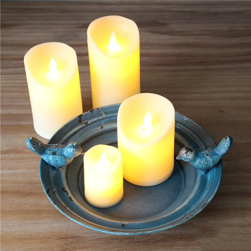 Беспламенная пластиковая Светодиодная свеча-столб свеча для свадьбы дня