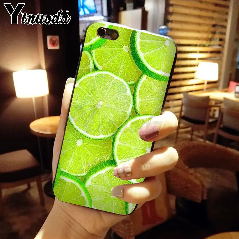 Yinuoda LEMON FRUIT Soft silicone black Phone accessories Case for iPhone 8 7 6 6S Plus X XS MAX 5 5S SE XR Mobile Cover | Мобильные