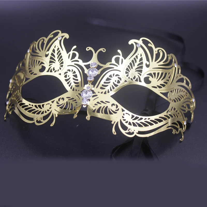 Роскошные золотые серебряные бабочки Венецианская Косплей металлическая