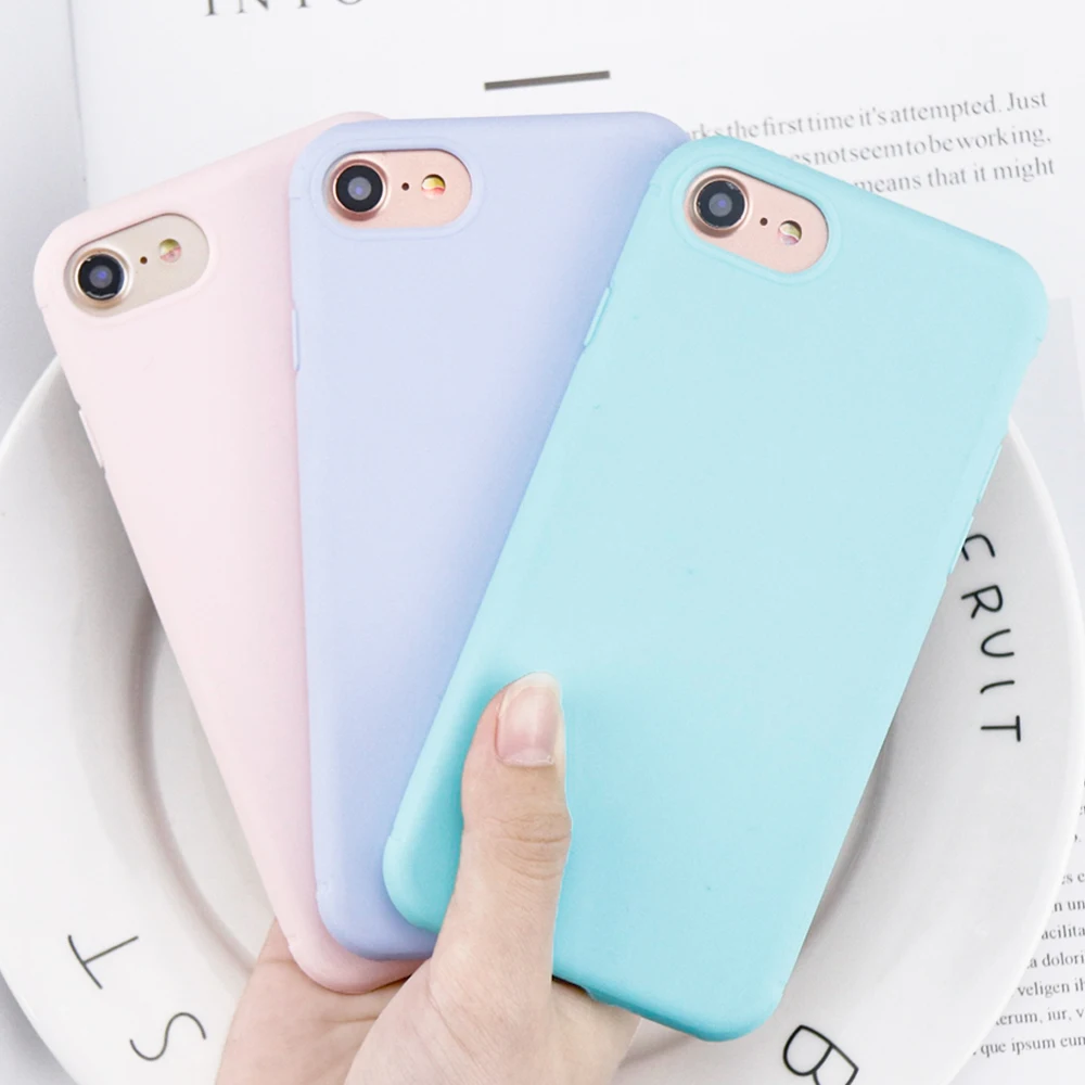 Матовый мягкий чехол из ТПУ ярких цветов для iPhone 7 Apple 6 6s 8 Plus X оригинальный