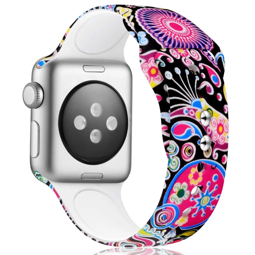 Ленты с цветами совместимые Apple Watch 38 мм 40 силиконовые сменные ленты без рисунка