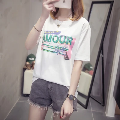 

CHUNLI Large size L XL 2XL 3XL 4XL 2019 Women's Spring-Summer Loose Short Sleeve T-Shirt A1012