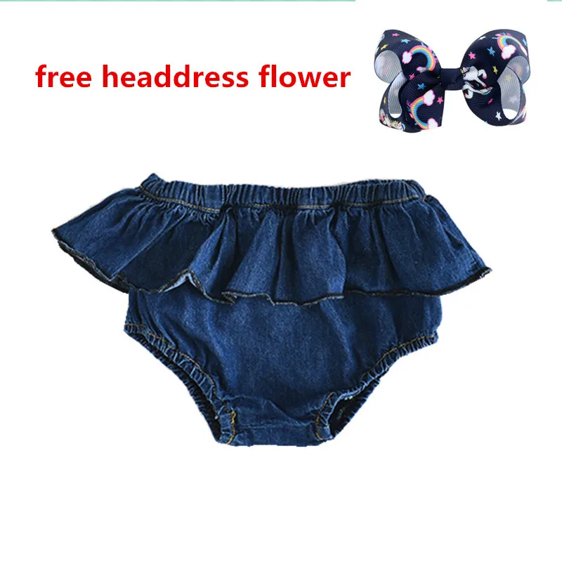 Ruffle Shorts Лидер продаж, штанишки для новорожденных, джинсовые шорты для маленьких девочек+ повязка на голову, комплекты одежды детские подгузники из ткани детские шорты с оборками, короткие детские - Цвет: Ruffle Shorts