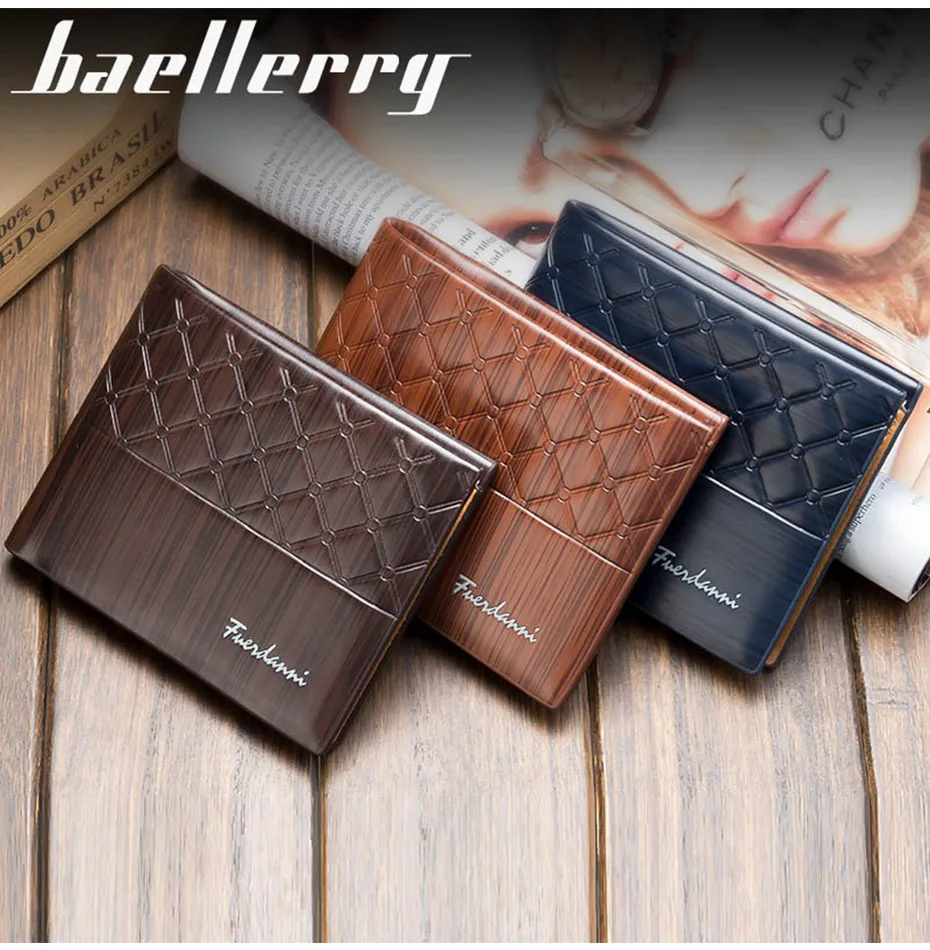Бренд Baellerry, роскошный кожаный мужской кошелек, маленькие короткие модные мужские кошельки из искусственной кожи высокого качества