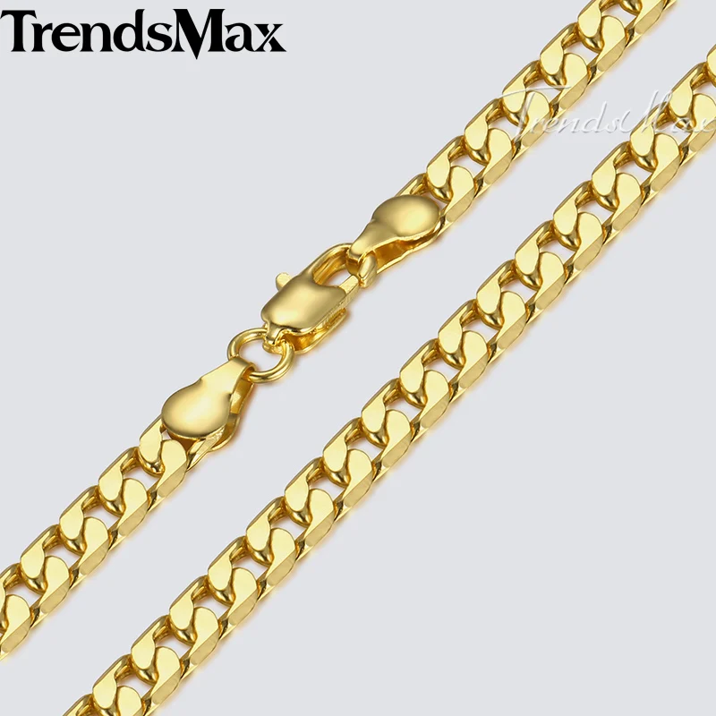 Trendsmax Для Мужчин's Цепочки и ожерелья Золото кубинской цепочка на шею для мужчин Для женщин; ; Прямая поставка; мужчины ювелирные подарки 4/8/10 мм KGNM48