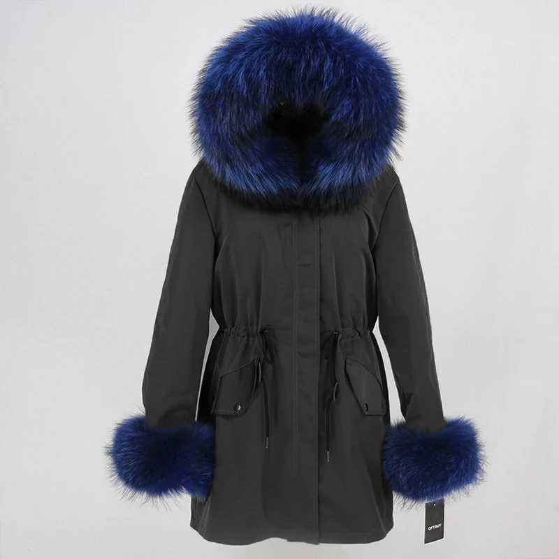OFTBUY, пальто с натуральным мехом, зимняя куртка, Женская длинная парка, воротник из натурального меха енота, капюшон, Толстая теплая водонепроницаемая верхняя одежда, съемная