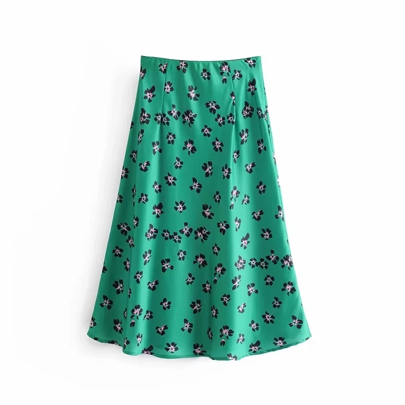 Женская юбка с высокой талией faldas mujer moda зеленая в стиле бохо цветочным принтом
