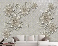 beibehang custom wallpapers 3d new european style living room jewelry flowers tv background wall paper papel de parede 3d murals
