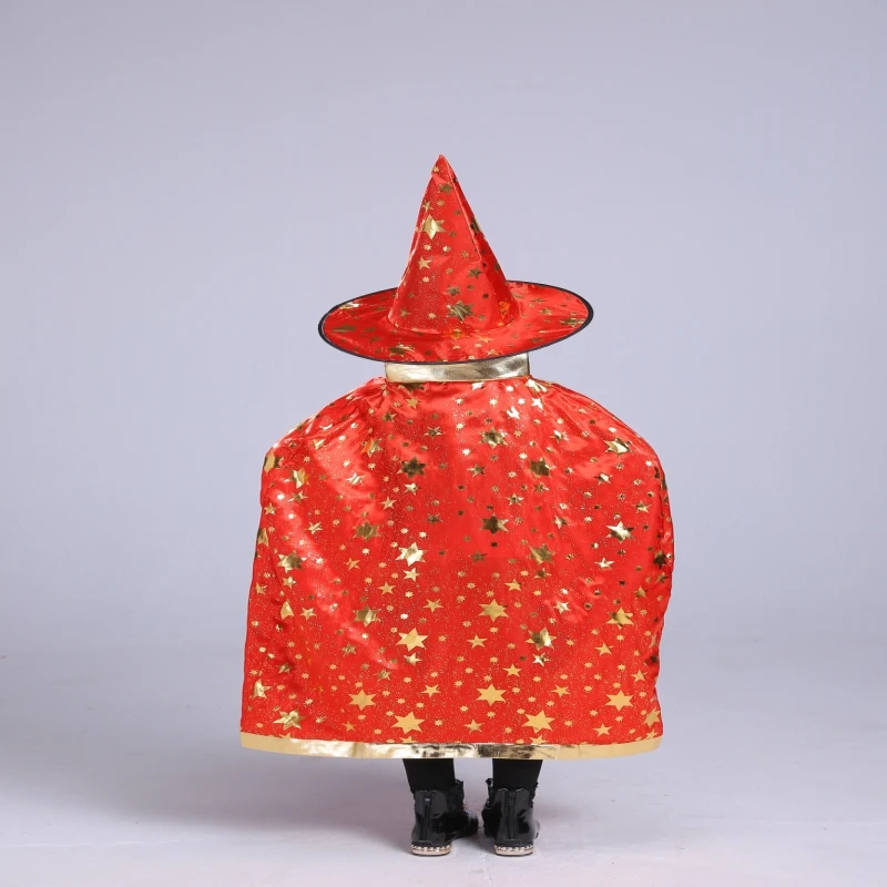 cloak Halloween pointy hat costume boy girl cos broom witch masquerade children |