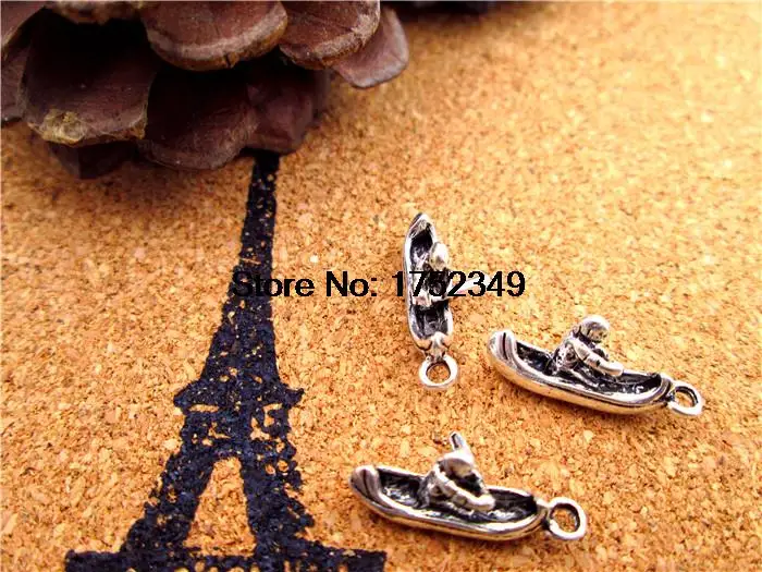 30 шт.-3D Подвески Для Каяка, подвески в античном стиле из тибетского серебра для каноэ, маленькая лодка, 18x7 мм