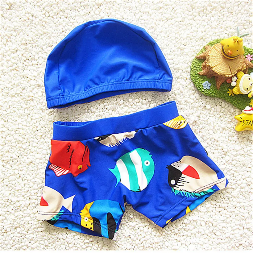 Baby boys swimwear 2pcs pants+hat cartoon tropical Fish design boy swimming clothes beach pool cool wear infant/toddler swimsuit | Детская