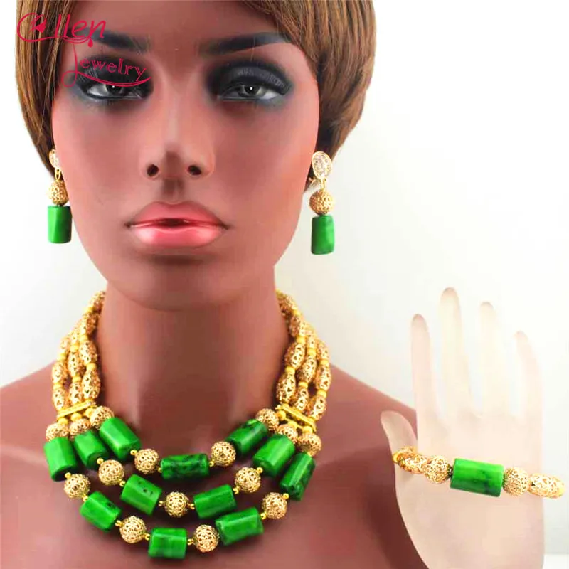 Естественный Зеленый Коралловые нигерийской свадьбы Африканский Бусины