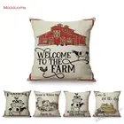 Диванная подушка в винтажном стиле с принтом коровы и цыпленка, декоративное украшение для дома, льняное сиденье в стиле ретро с милыми фермами и животными