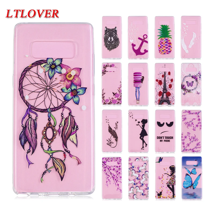 Чехол для Note 8 ультра тонкий мультфильм бабочка Силиконовые Мягкий чехол ТПУ Samsung