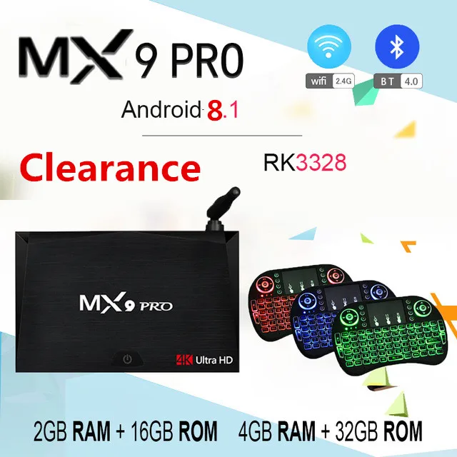 ТВ приставка Smart MX9 PRO BT приставка Android 7,1/8,1 2G16G/4G32G RK3328 четырехъядерный WiFi 4K медиаплеер HDMI 2,0 PK T9
