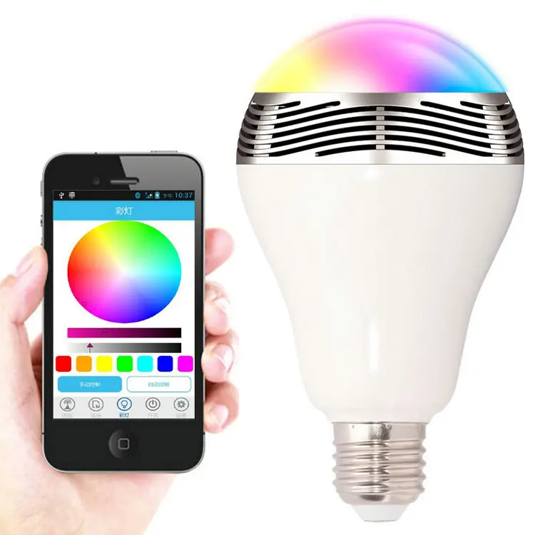 JBL-01 Smart led Bulb Lamp with Bluetooth Speaker E27 Base Wireless Music Player Sound Box Lighting Blubs color changing | Освещение