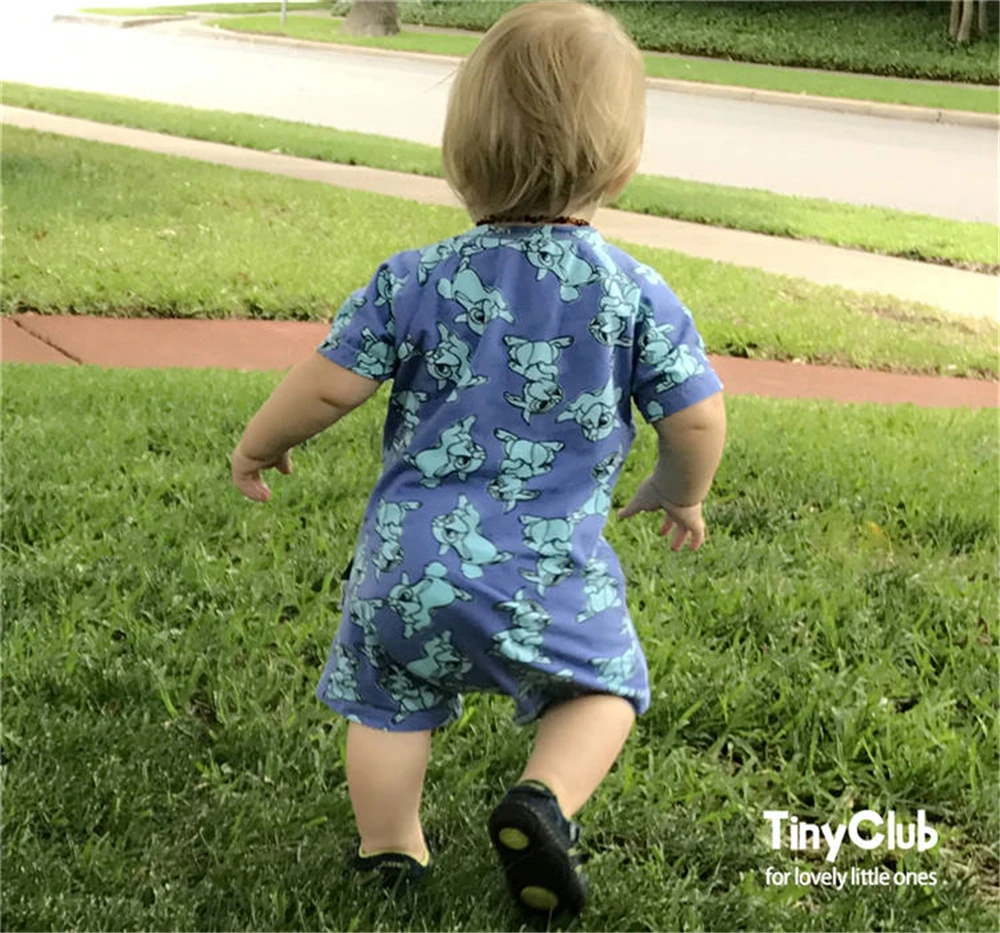 Младенческой Летнее платье с героями мультфильмов детские ползунки Одежда для