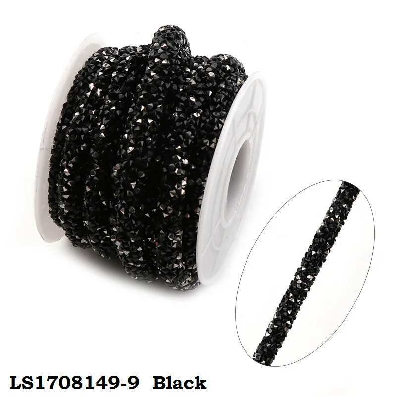 black 1 1 ярд, цветные полимерные полые Стразы для шлангов, шнур для браслетов DIY, аксессуары для ювелирных изделий, вечерние украшения для рукоделия - Цвет: black 1