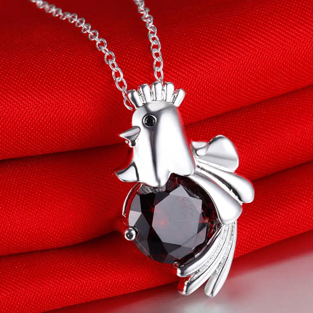 Zodiac Chicken lucky stonesilver plated Necklace Silver Pendant Jewelry /REULUIJD HLZWASIU | Украшения и аксессуары