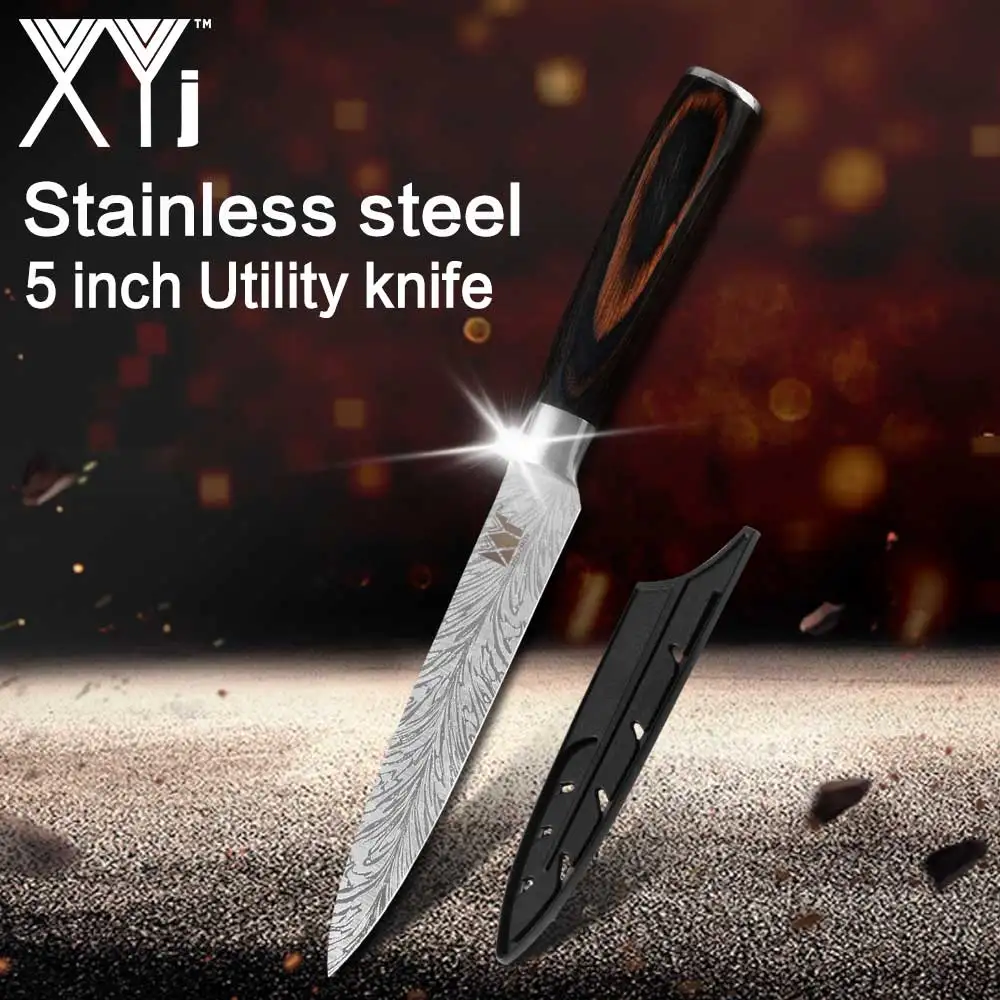 5 inch Utility Knife XYj, кухонный нож, профессиональные японские поварские ножи 7CR17 440C, высокоуглеродистая Нержавеющая сталь, нож для мяса, нож сантоку - Цвет: 5 inch Utility Knife