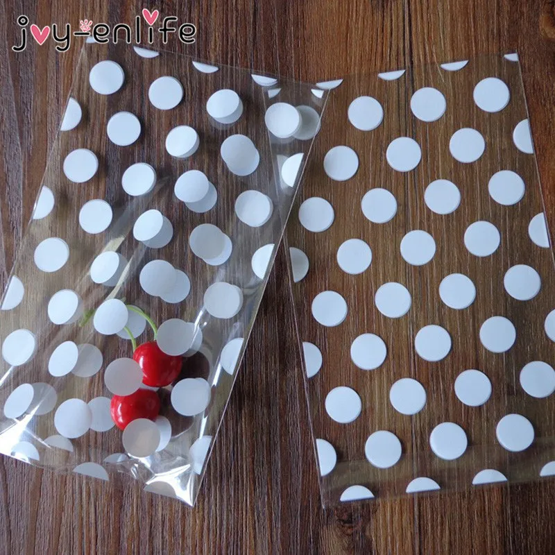 Joy enlife 20 шт 13x21 см белые золотые точки прозрачный мешок Печенье DIY подарочные