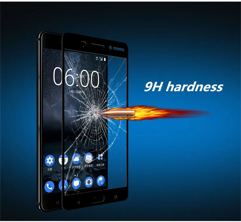 Закаленное стекло с полным покрытием для Nokia 6 защита экрана защитная пленка