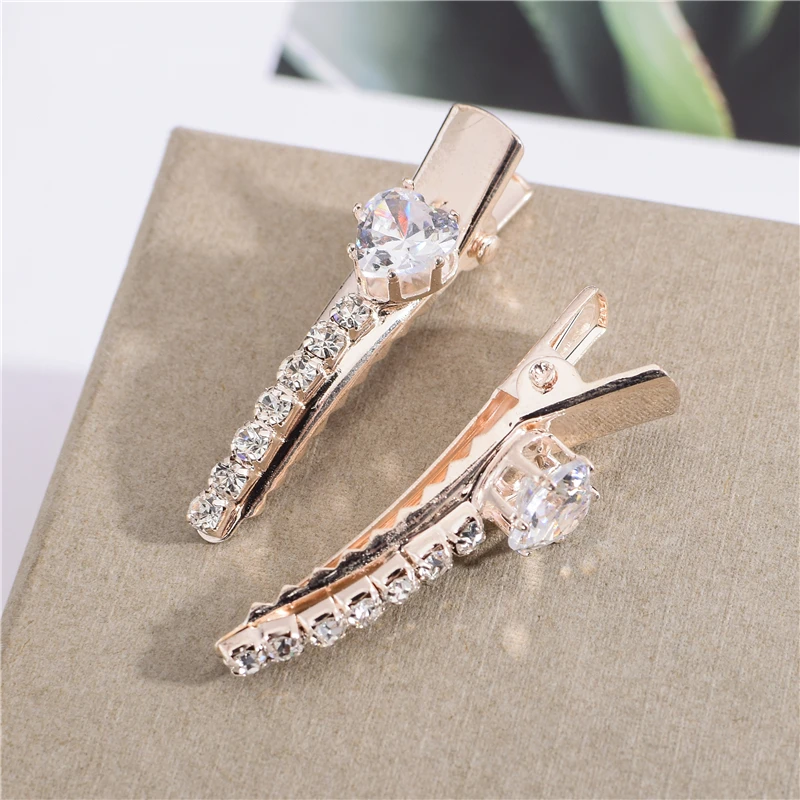 2 шт. модные ободки для волос в форме сердца с большим цирконом для женщин Полные бриллианты Маленькие заколки Аксессуары для волос Эми Леди.