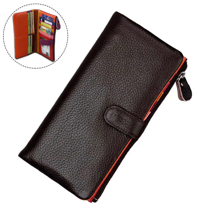 Bifold Coffee Модный женский кошелек, кошелек из натуральной кожи, цветной дизайн, Женский кошелек из коровьей кожи, повседневный тонкий кошелек для денег, женские кошельки, клатч - Цвет: Bifold Coffee