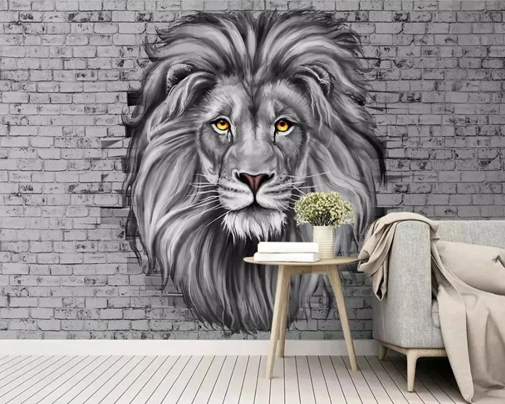 Lion 3d modern wallpaper papel de parede living room sofa tv wall bedroom papers home decor cafe bar restaurant mural | Обустройство