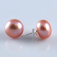 wholesale 10 11mm cultured natural freshwater pearl 925 sterling silver pearl earring