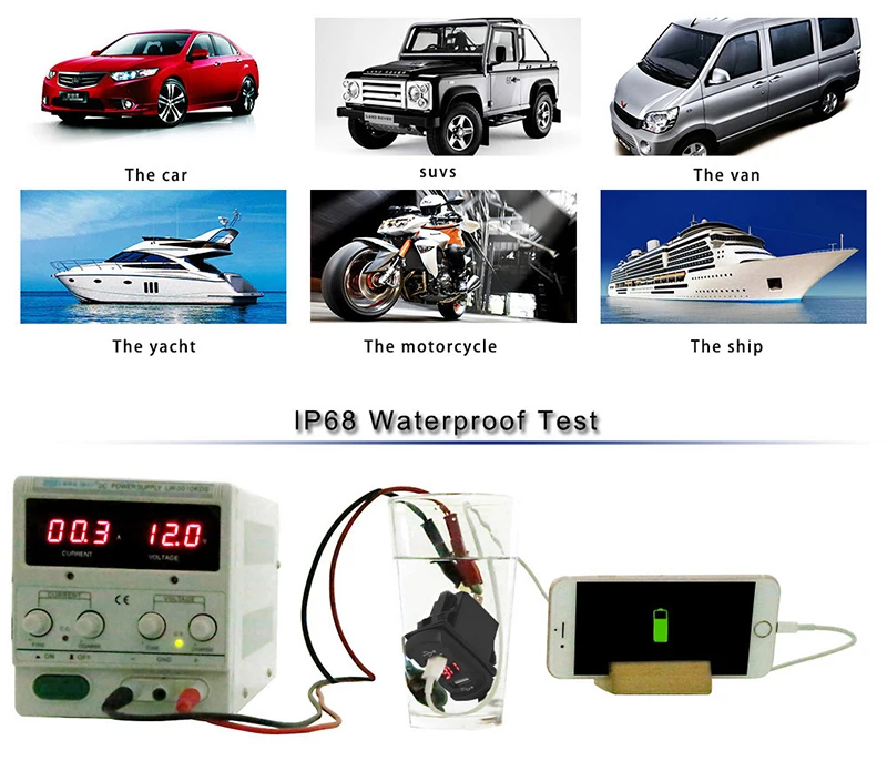 Herorider Dual USB Автомобильное зарядное устройство адаптер питания Водонепроницаемый