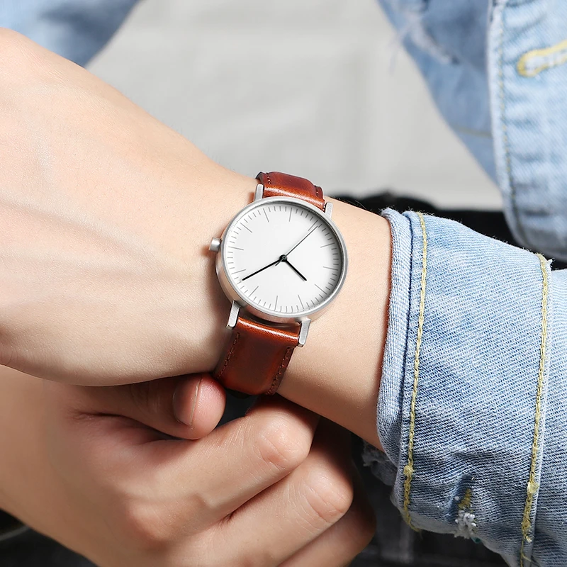 Bauhaus минималистичный стиль кожаные часы Swiss Rhonda 763 движение Минимальный 36 мм из нержавеющей стали Meshbelt Пара часы MY-H1