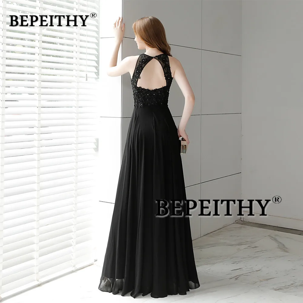 Vestido De Festa Black Chiffon Long Prom Dresses 2021 O Neck Vintage Evening Dress Party Elegant Hot Sale Longo | Свадьбы и