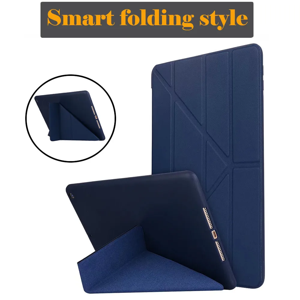 Dark Blue Чехол для нового iPad 9,7 дюймов модель выпуска A1822 A1823 A1893A1954 Мягкая силиконовая Нижняя крышка из искусственной кожи, умный чехол с функцией автоматического сна - Цвет: Dark Blue