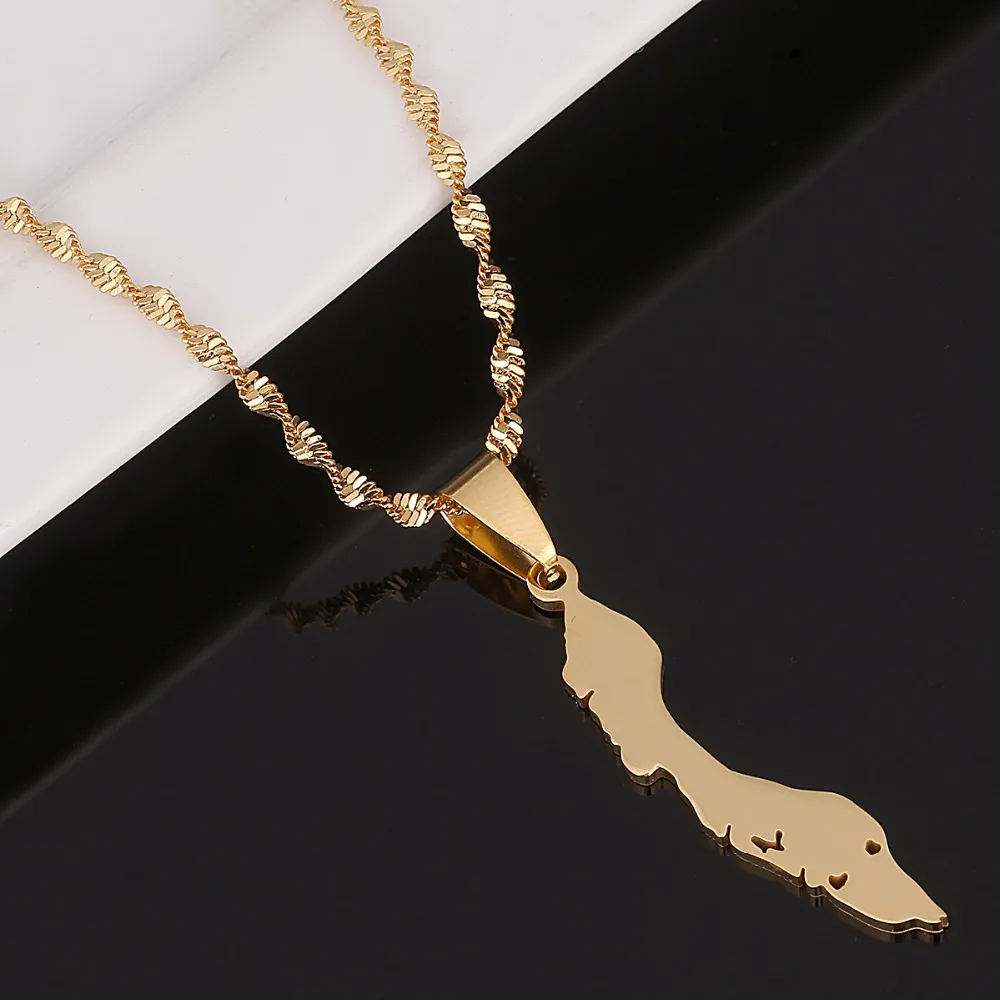Кулон на ожерелье с изображением карты острова Curacao золотого цвета|necklace pendant gold|gift