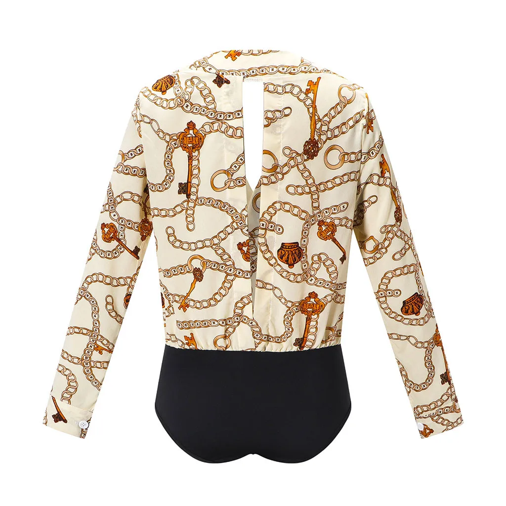 Женский комбинезон с длинным рукавом открытой спиной и высокой талией|Боди| |